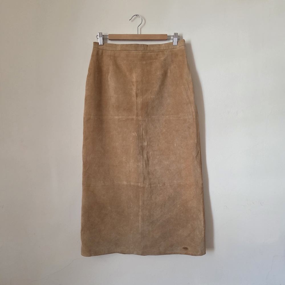 VINTAGE Suede Tan Maxi Skirt